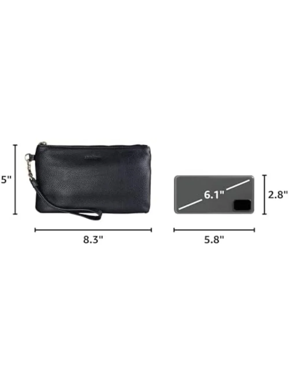 Genuine Leather RFID Blocking Wristlet Clutch Bag for Cell Phone & Essentials